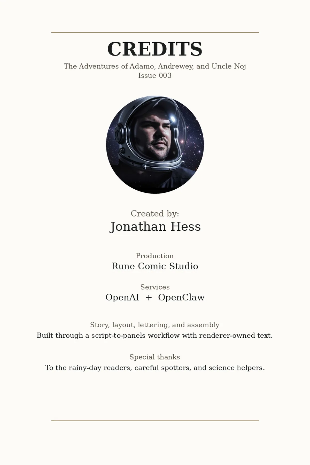 Issue 003 Credits